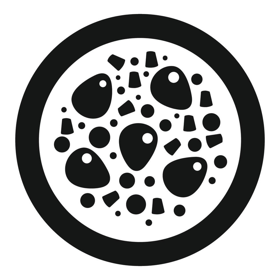 Round petri dish with growing bacteria icon, simple style vector
