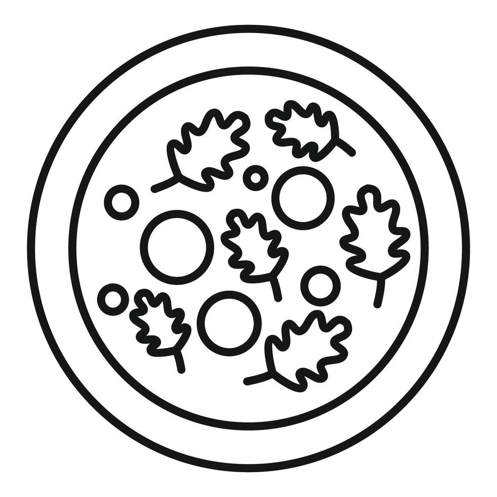 Round plate of soup with herbs and spices for appetizing lunch vector