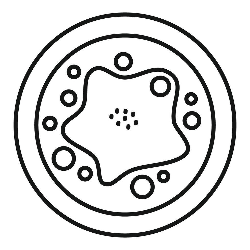 Petri dish showing growing amoeba under microscope vector