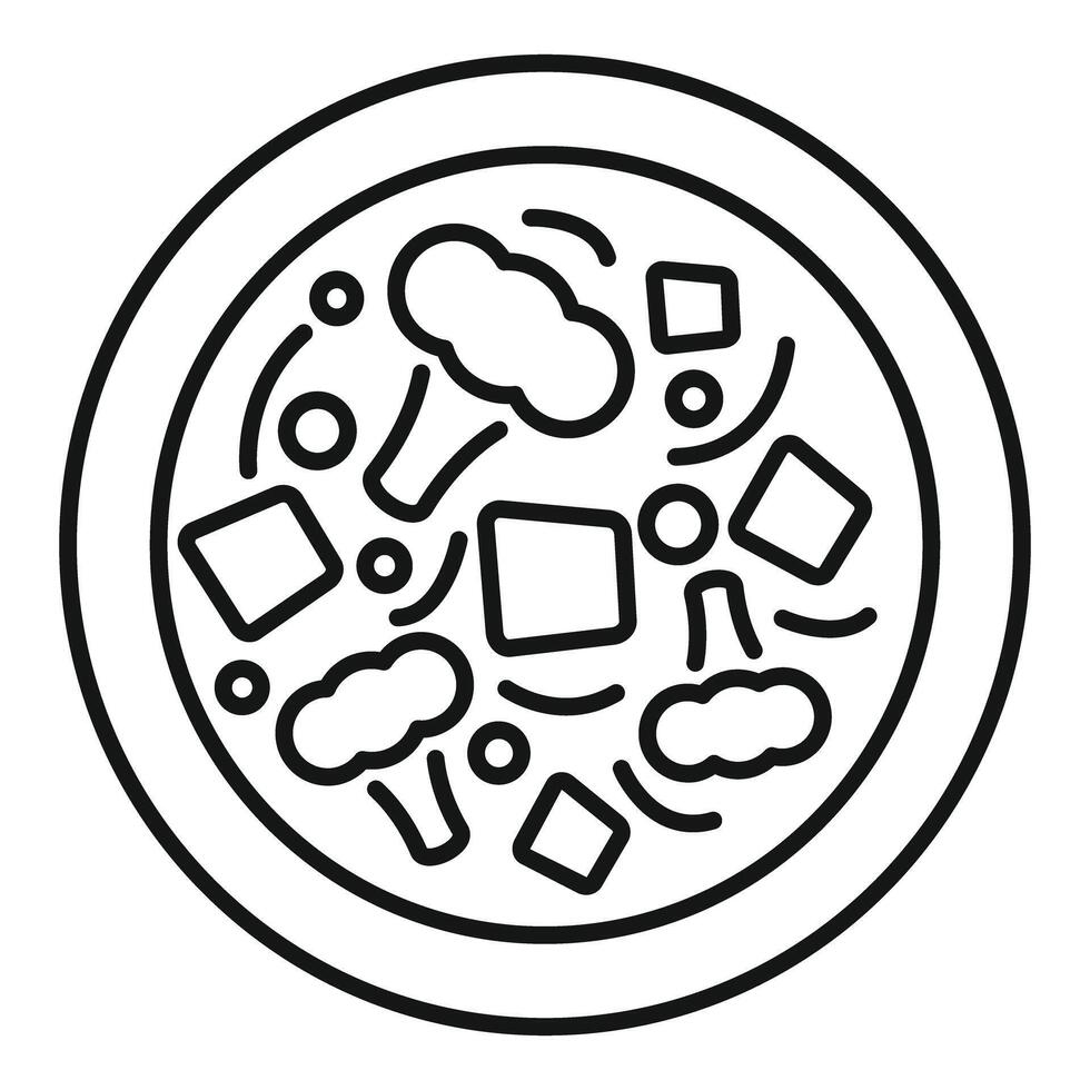 Broccoli soup dish icon, cooking and nutrition line art vector