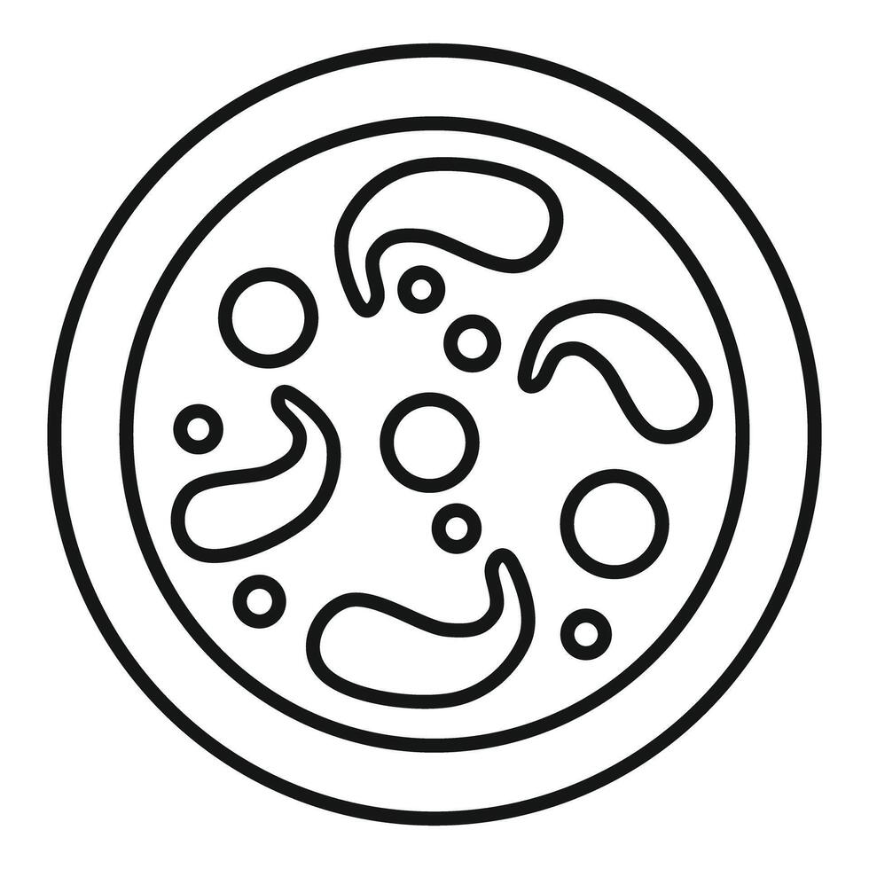 Round petri dish with colony of bacteria growing inside vector