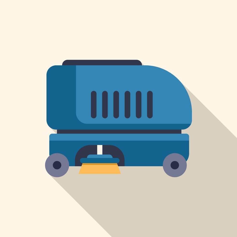 Professional cleaning machine scrubbing floor with rotating brush vector