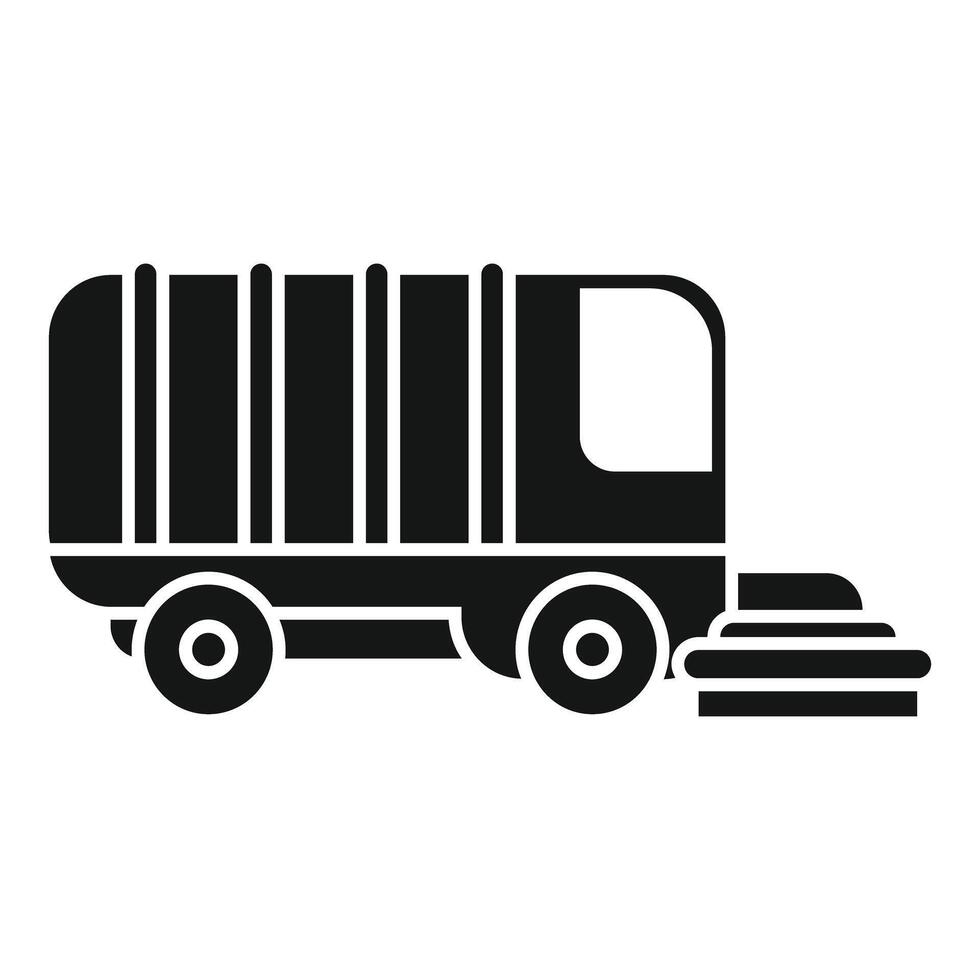 Street cleaning machine using rotating brushes icon vector