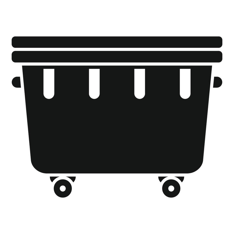 Large trash container with closed lid on wheels vector