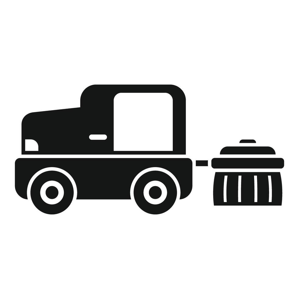Street cleaning machine cleaning the road with rotating brushes vector