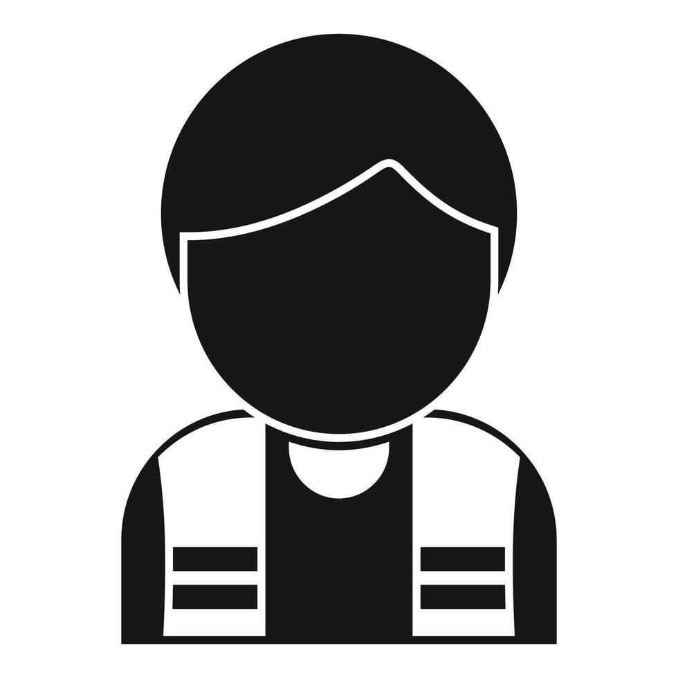 Security guard wearing reflective vest icon simple style vector