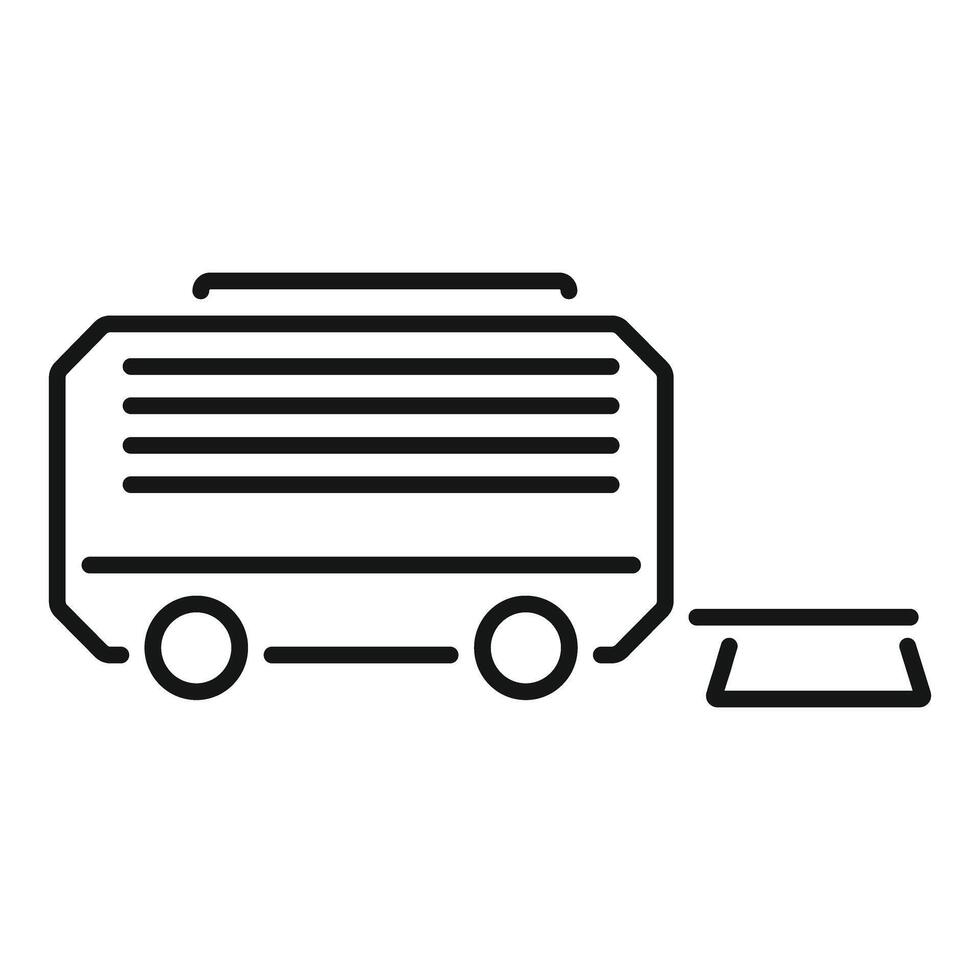 Mobile kitchen is parking and preparing for new customers vector