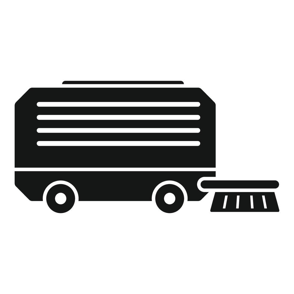 Street cleaning machine using rotating brushes for cleaning sidewalks vector