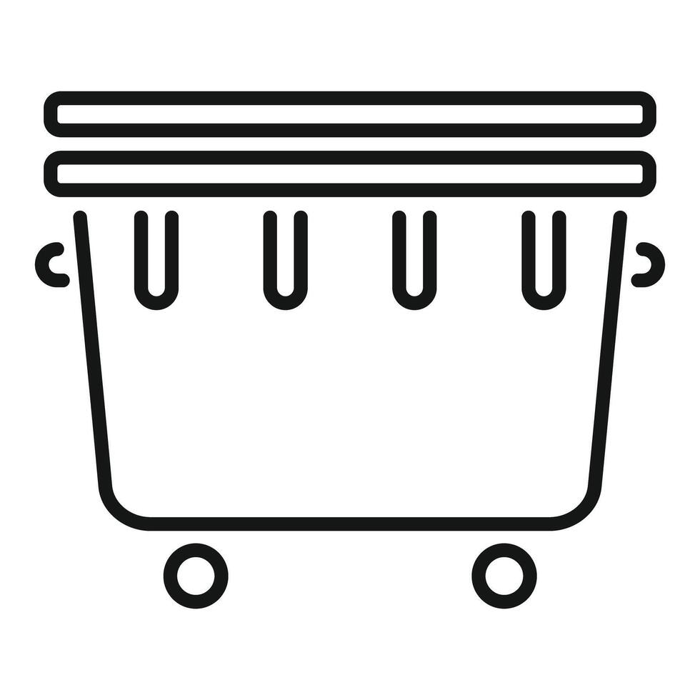 Full laundry basket with handles waiting to be washed icon vector
