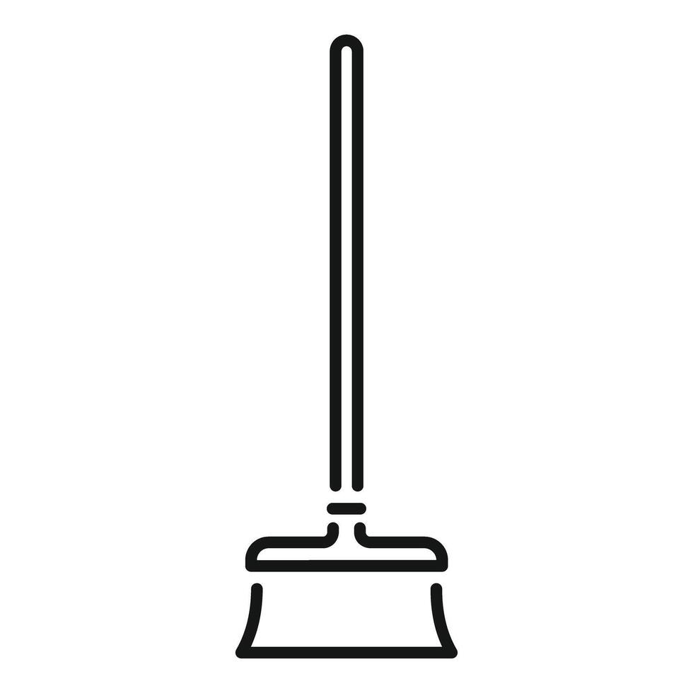 Cleaning service logo with simple broom standing upright vector