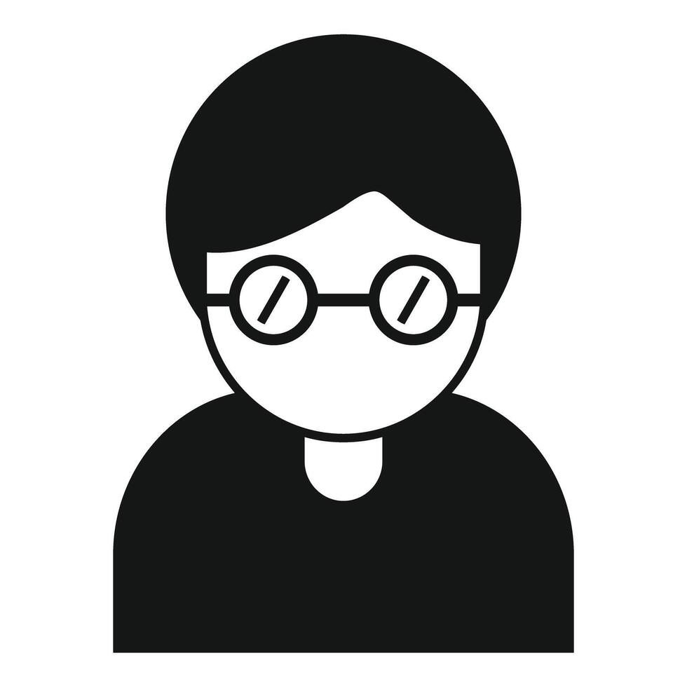 Young man wearing glasses is looking forward icon simple style vector