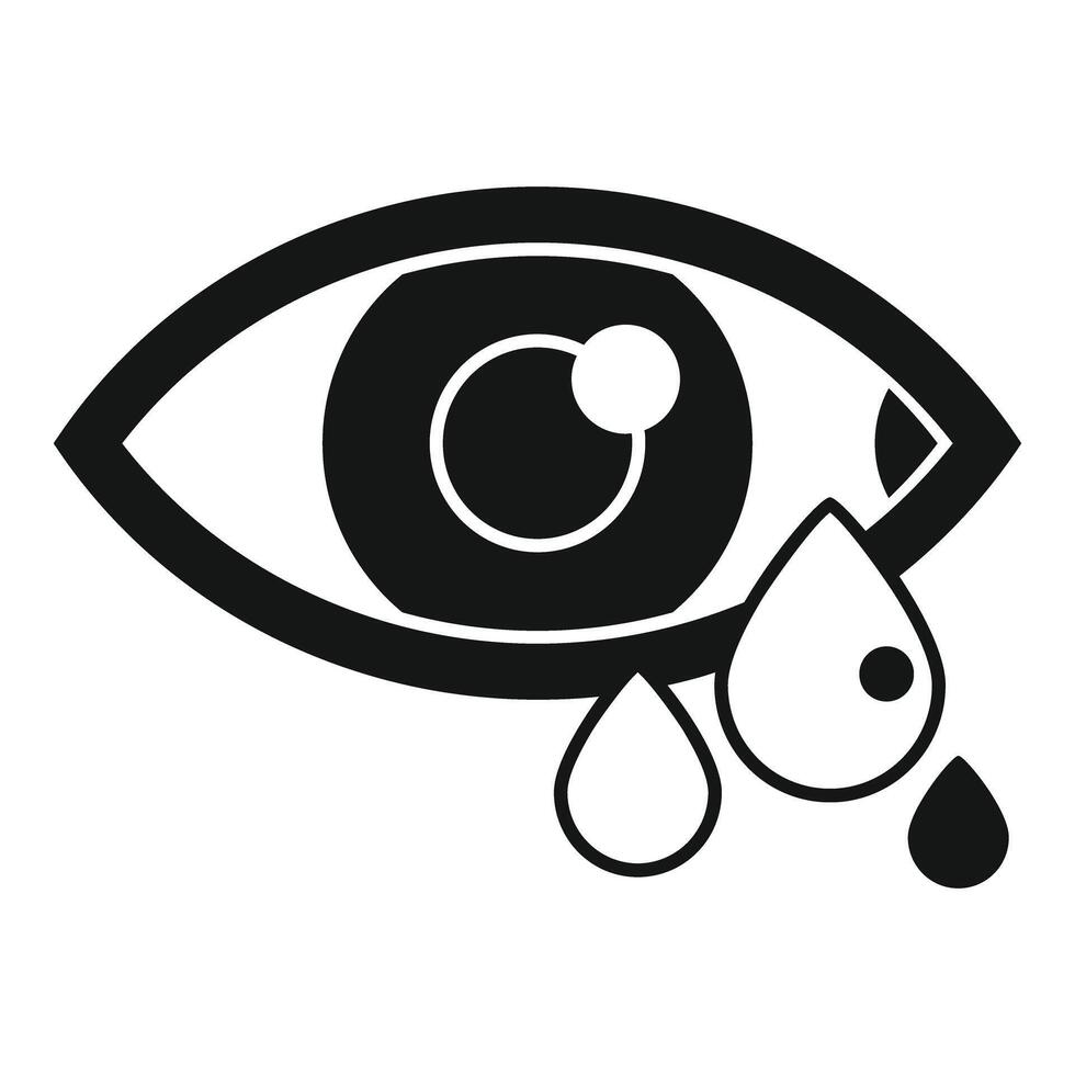 Human eye crying with tears falling from it icon vector