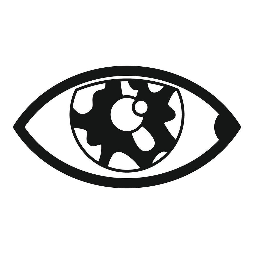 Human eye showing gears inside iris representing concept of vision vector