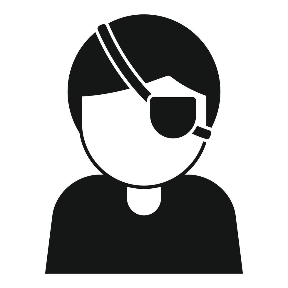 Young patient wearing eye patch after injury or surgery icon vector