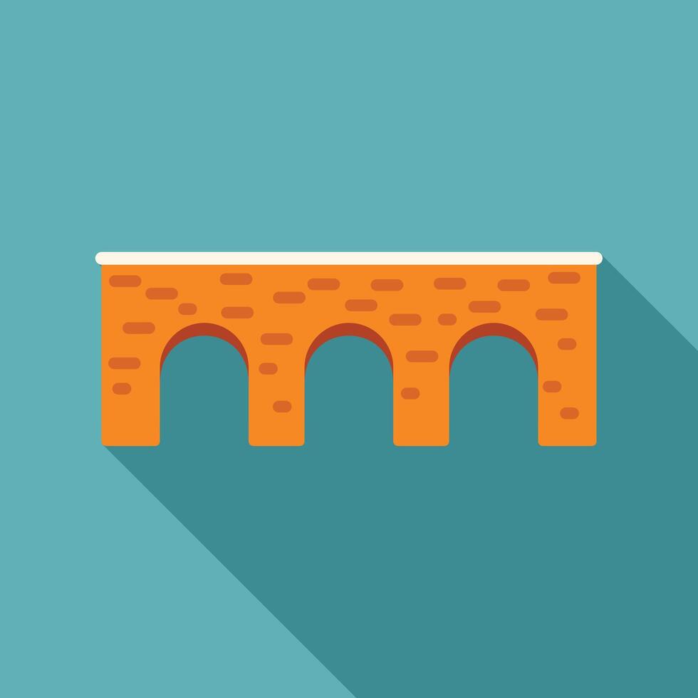 Simple flat design of an old stone bridge with arches vector