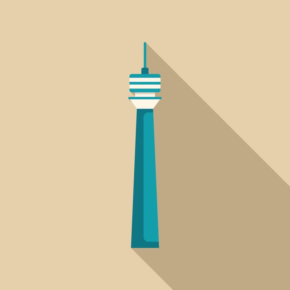 Modern radio tv tower standing tall with long shadow vector