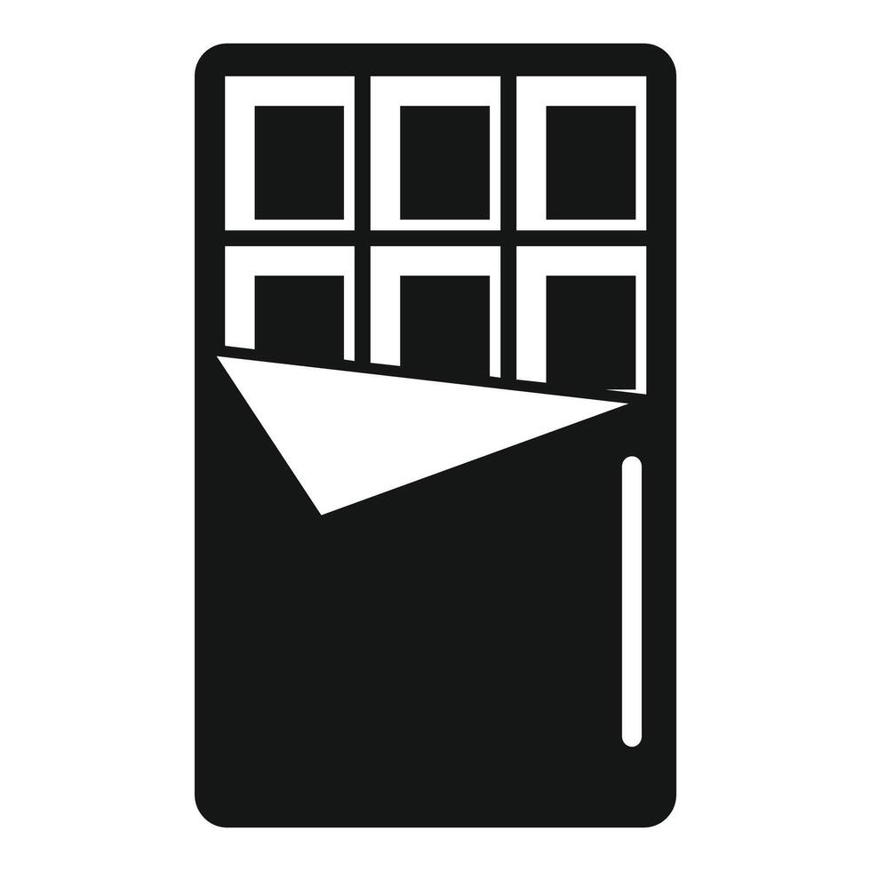 Opened chocolate bar with foil wrapper icon vector