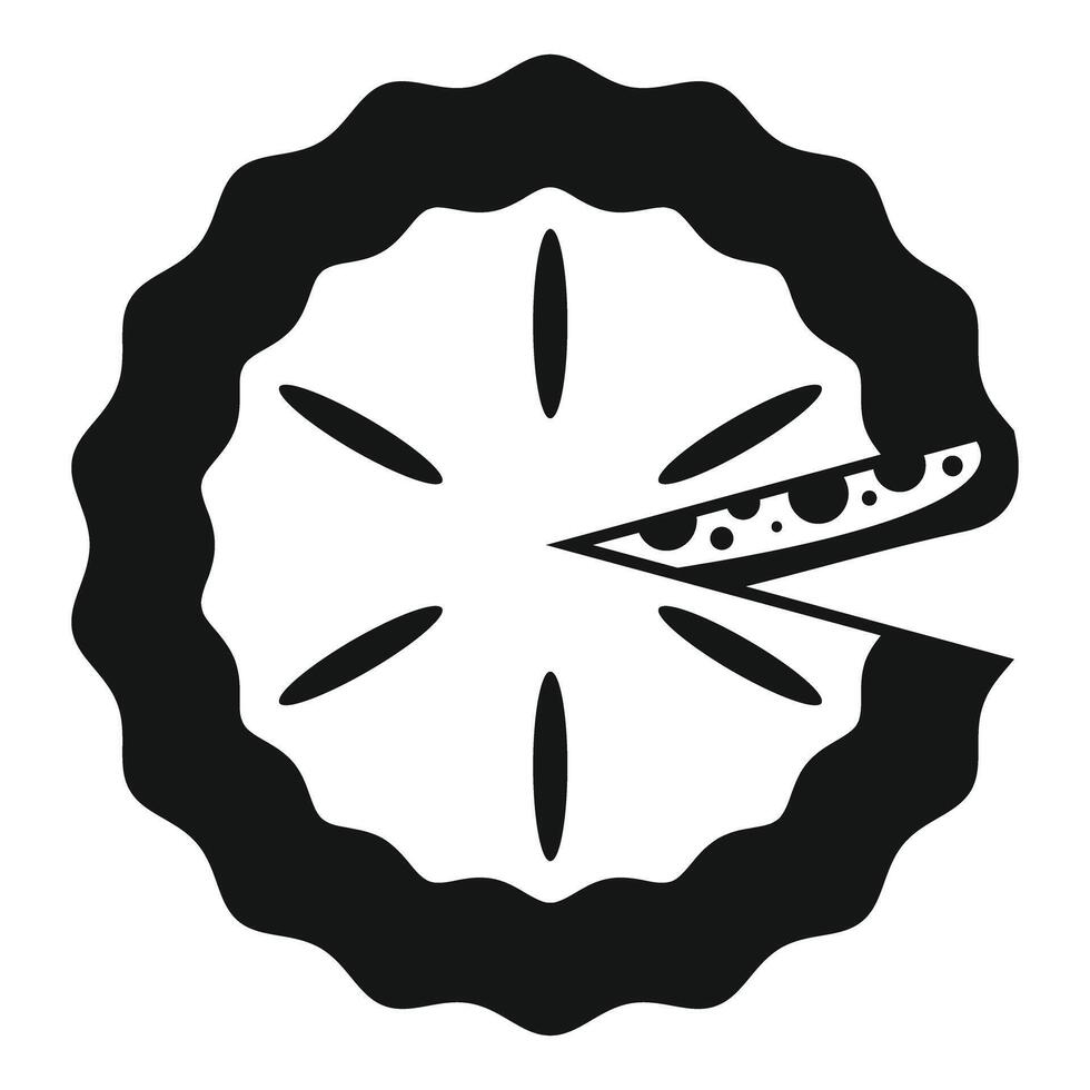 Delicious homemade pie with one slice missing icon vector
