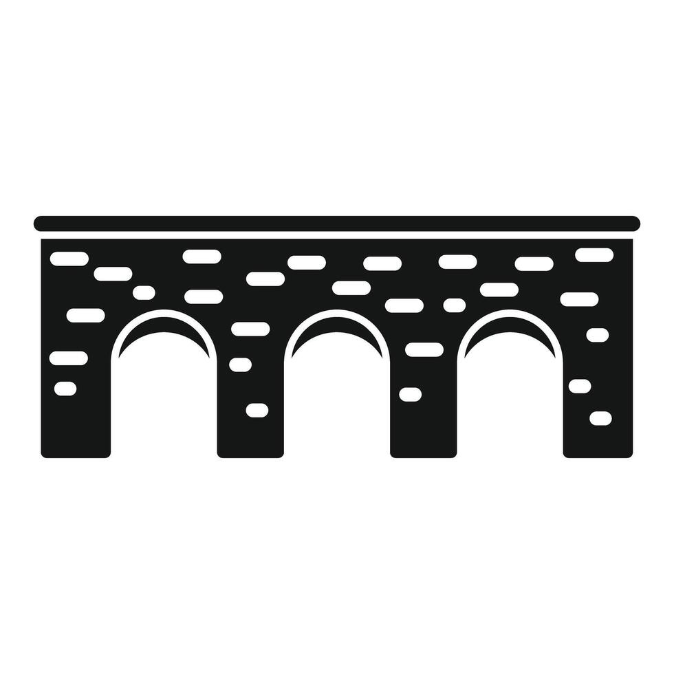 Stone bridge connecting sides of river bank simple icon vector