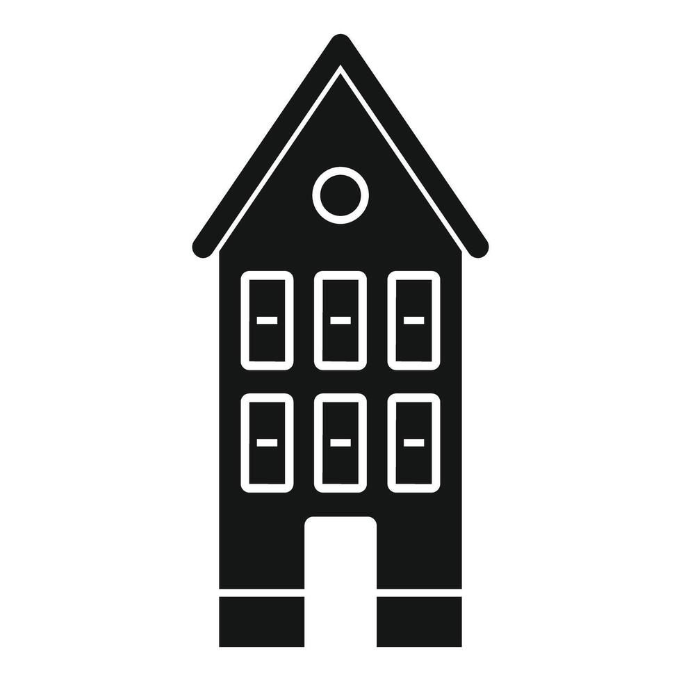Three story residential building facade with attic vector