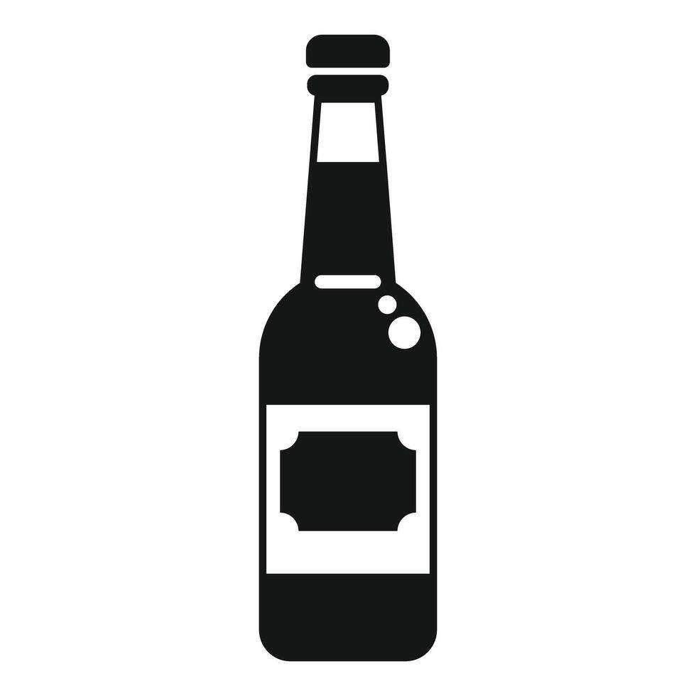 Closed beer bottle with blank label is standing on white background vector