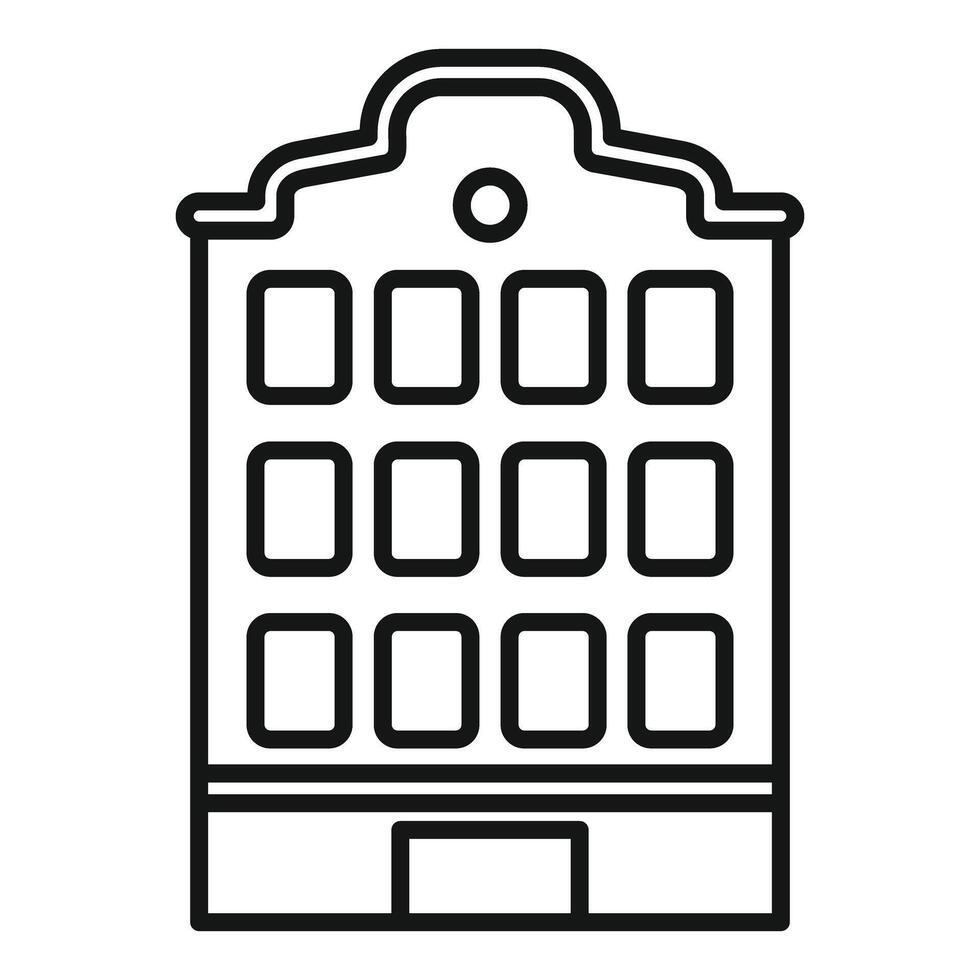 City building facade with multiple windows icon showing urban architecture vector