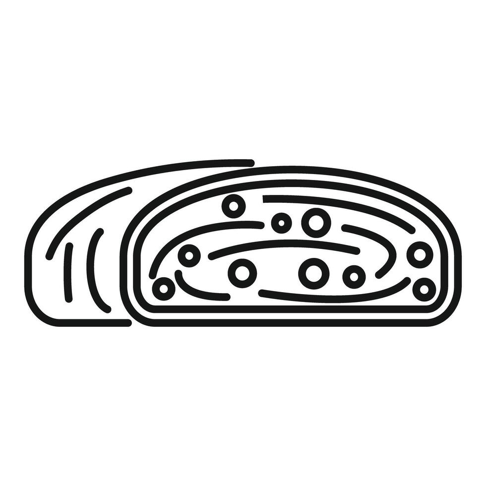 Traditional swiss roll cake with filling line icon vector