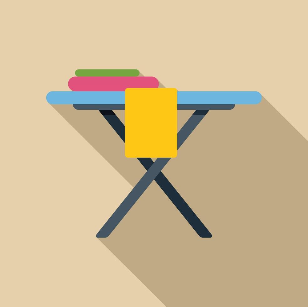 Ironing board with folded clothes waiting for ironing at home vector