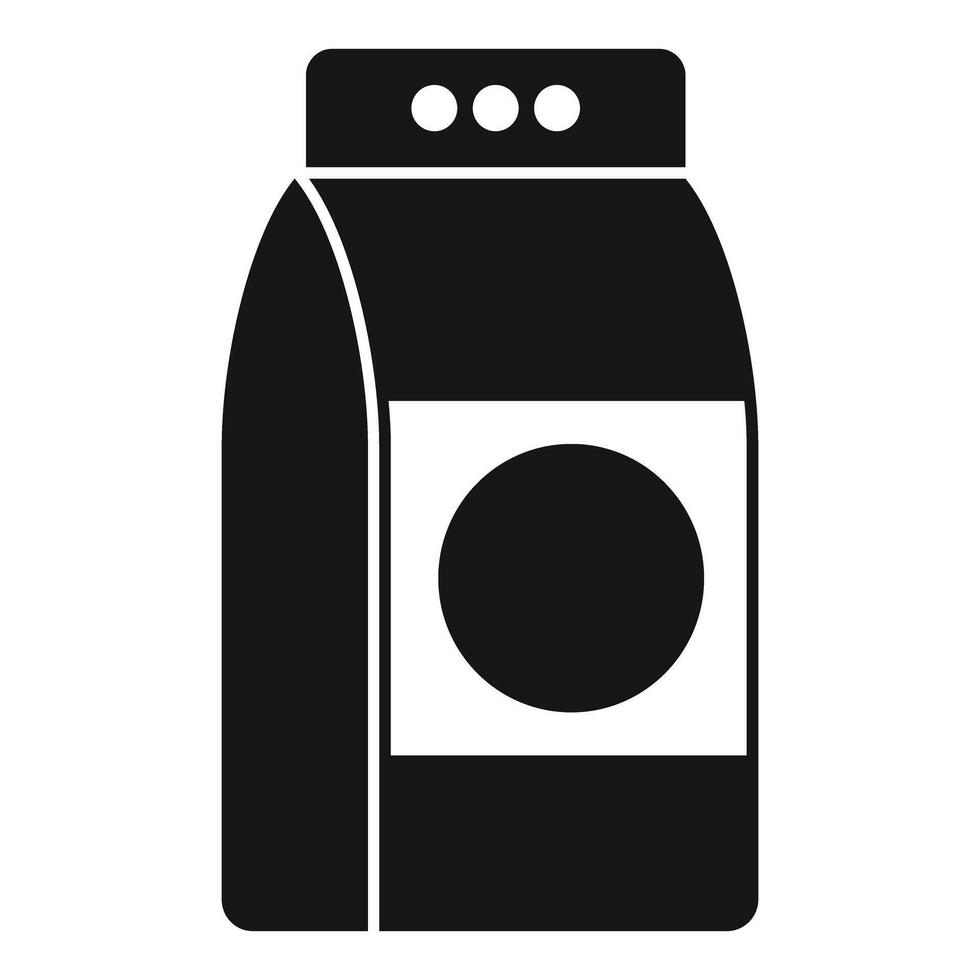 Black and white detergent package icon representing cleaning and laundry vector