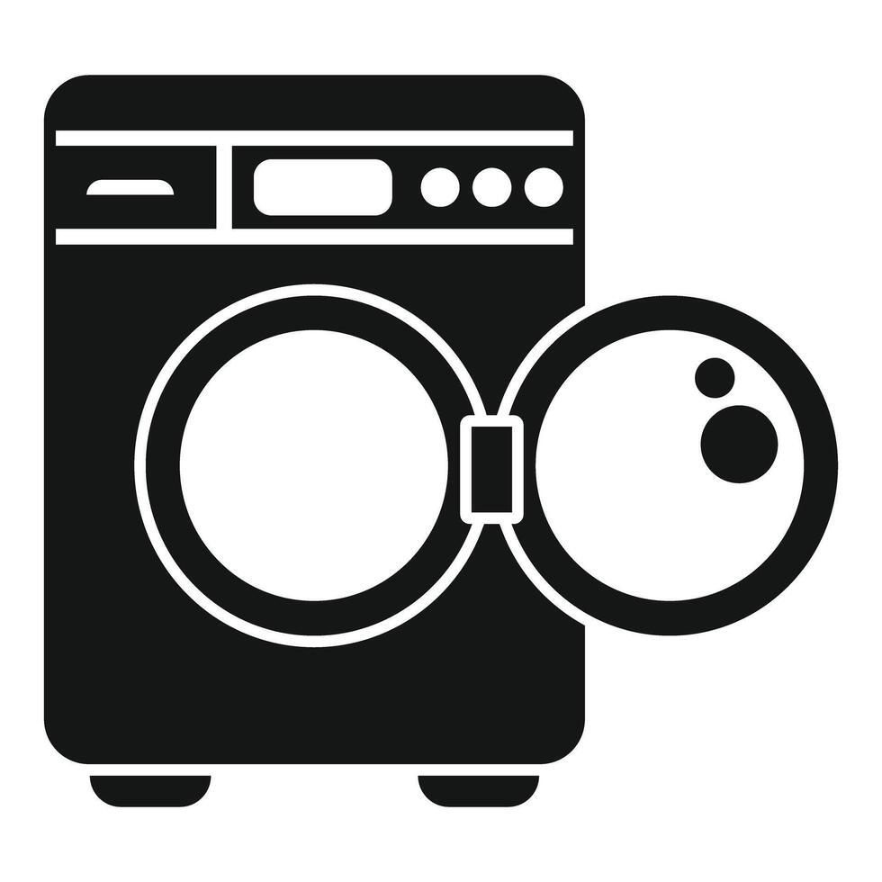 Washing machine presenting open door with bubbles inside vector