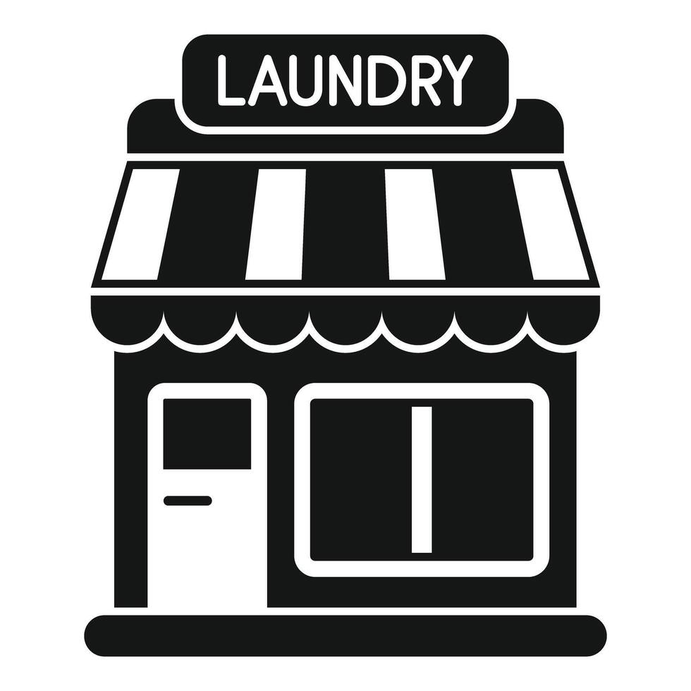 Black and white laundry shop building storefront icon vector