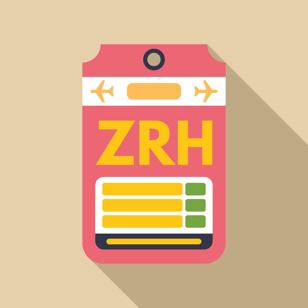 Zurich airport luggage tag representing international travel vector
