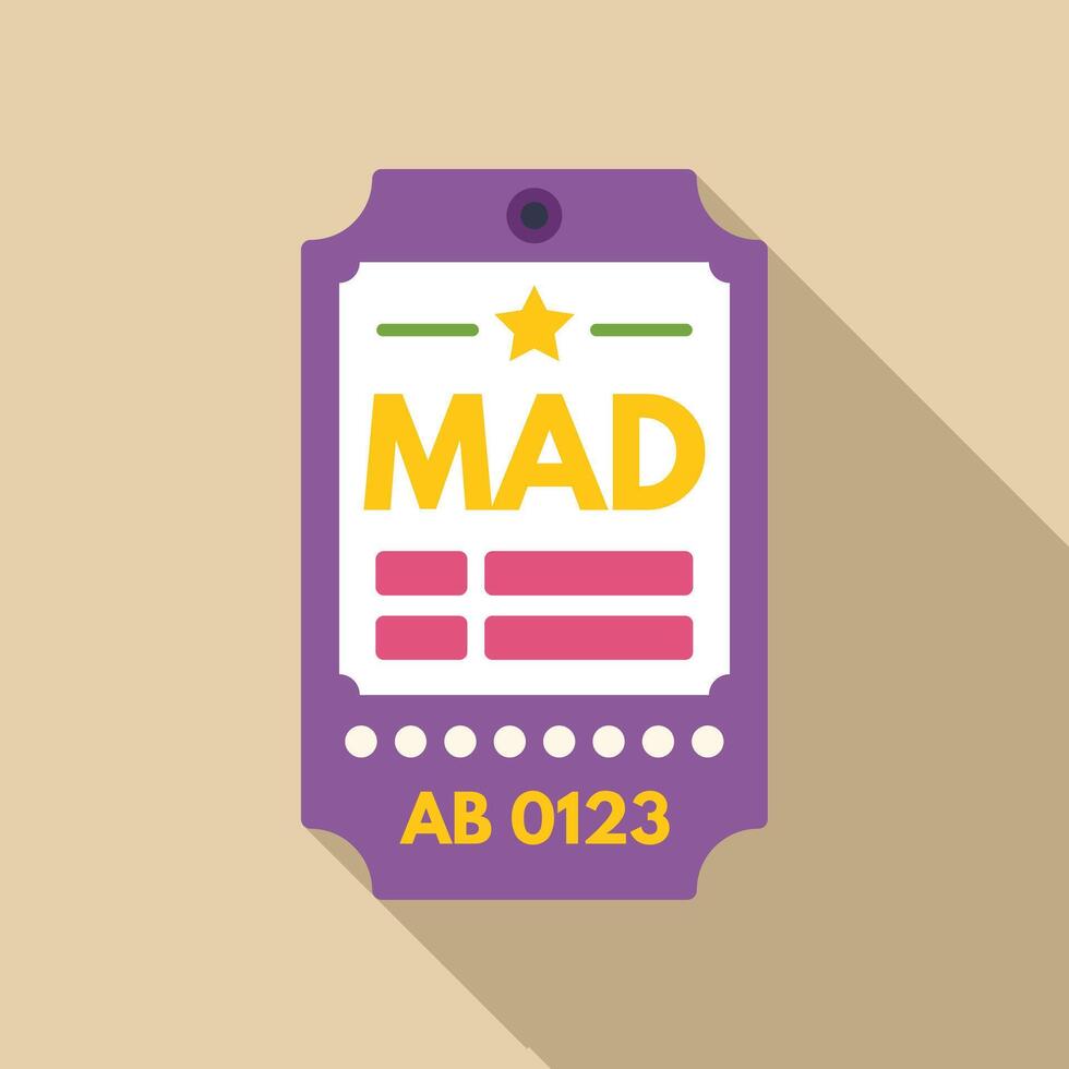 Purple ticket granting access to mad event icon vector