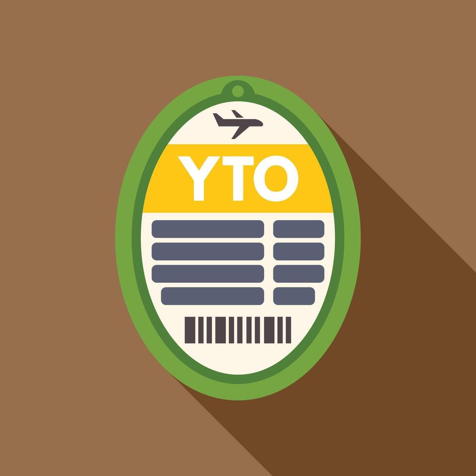 Green oval yto luggage tag showing airport code vector