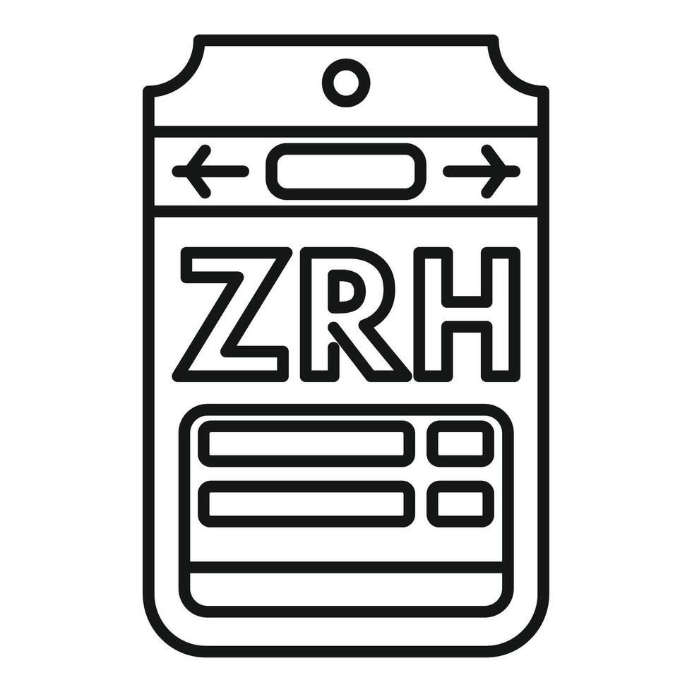 Airport boarding pass icon showing zrh destination vector