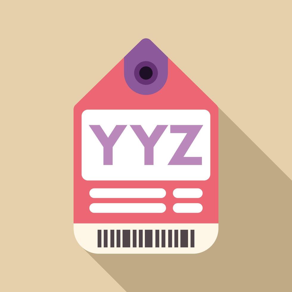Pink luggage tag with bar code and yyz airport code vector