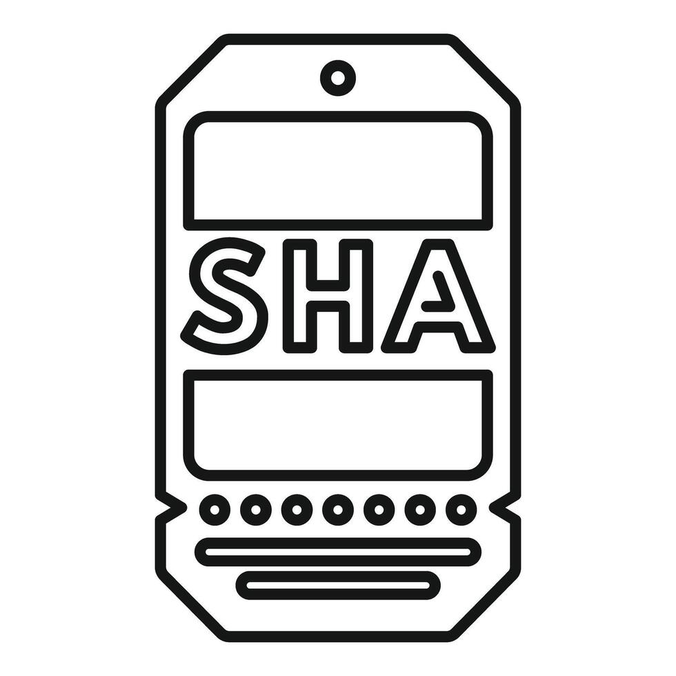 Sha algorithm hashing secure data encryption tag outline icon vector