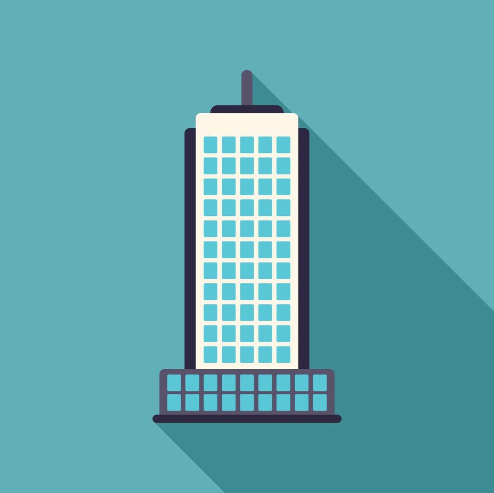 Modern office building with glass facade casting long shadow vector