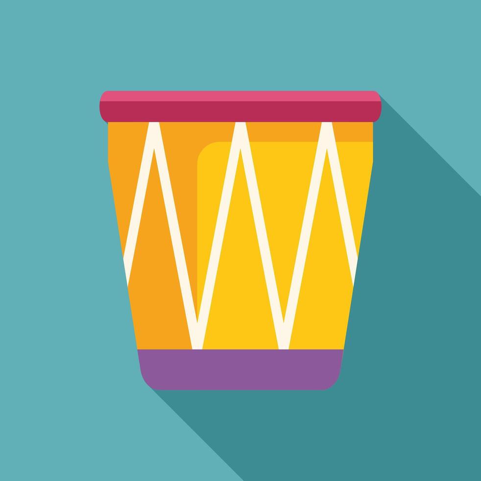 Yellow bongo drum making music with long shadow vector