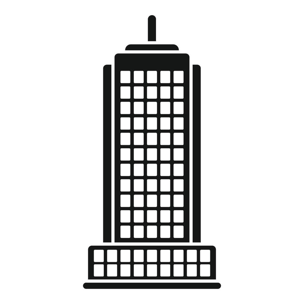 Black and white icon of tall building with antenna vector