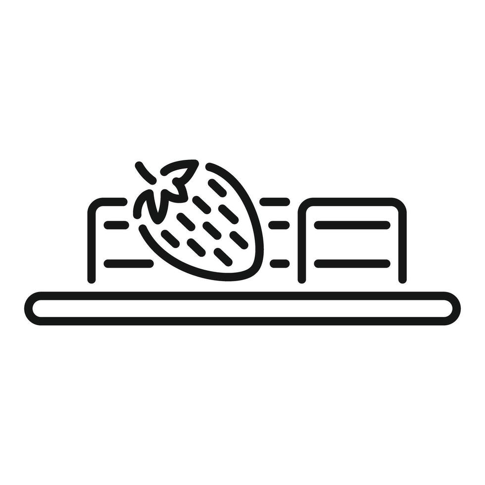 Strawberry moving on conveyor belt in food processing plant line icon vector