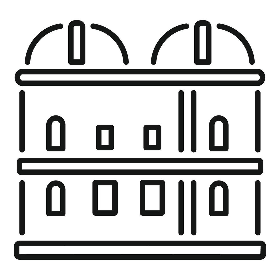 Observatory building with telescopes observing stars line icon vector