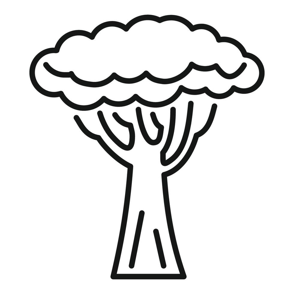 Big strong baobab tree growing in savanna line icon vector