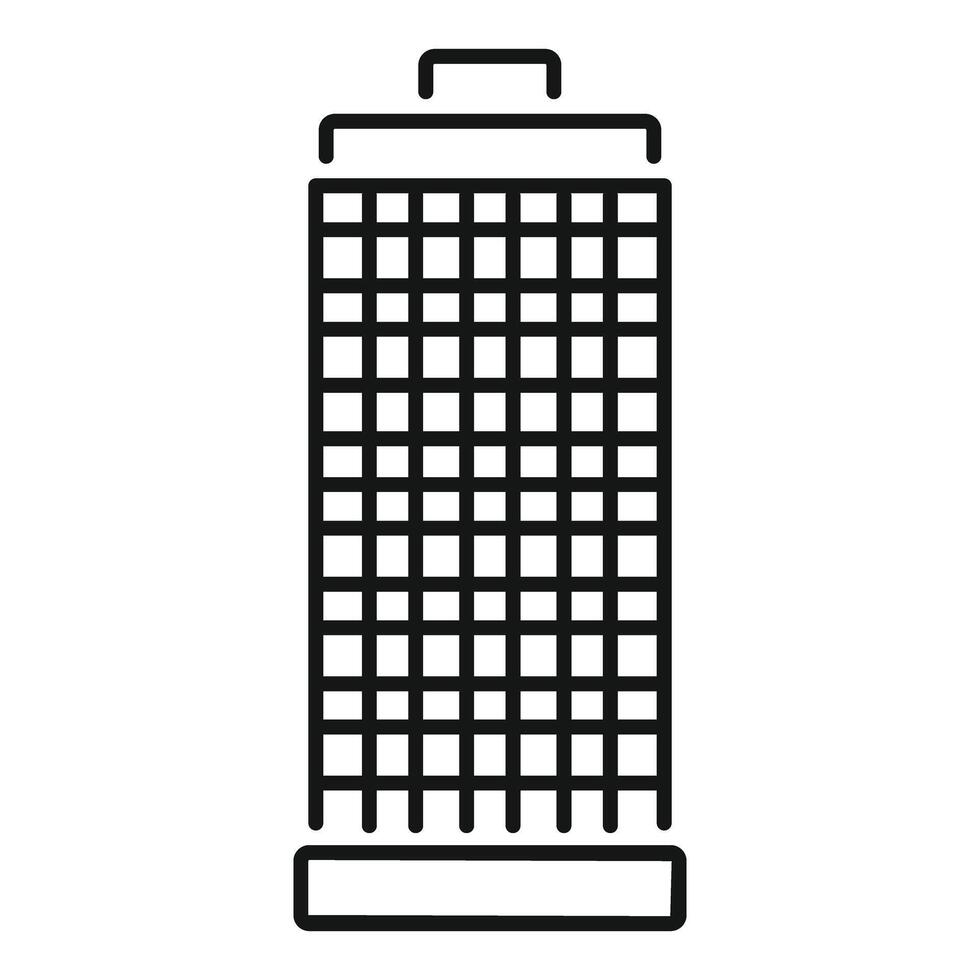 Simple black line office building icon showing modern architecture vector