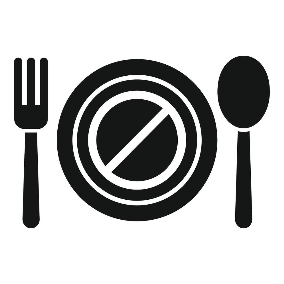 Empty plate with forbidden symbol denoting anorexia vector