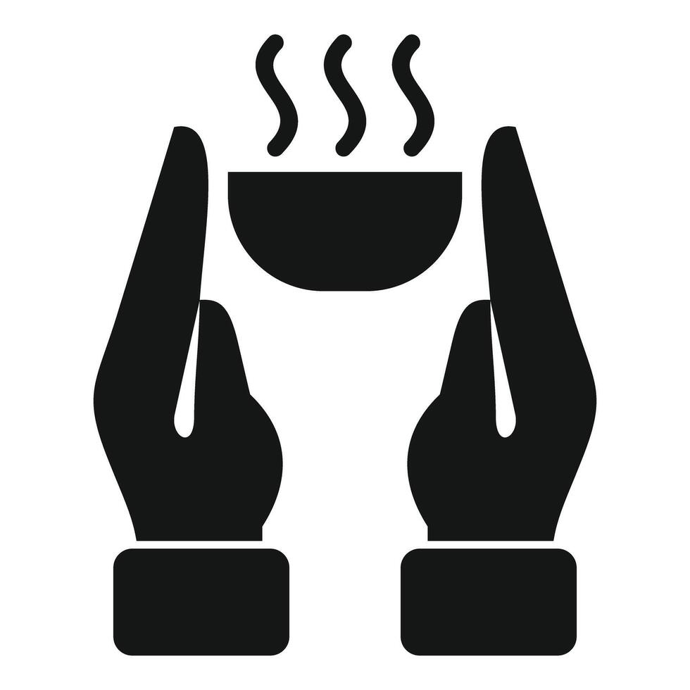 Two hands holding hot cup of tea or coffee icon vector