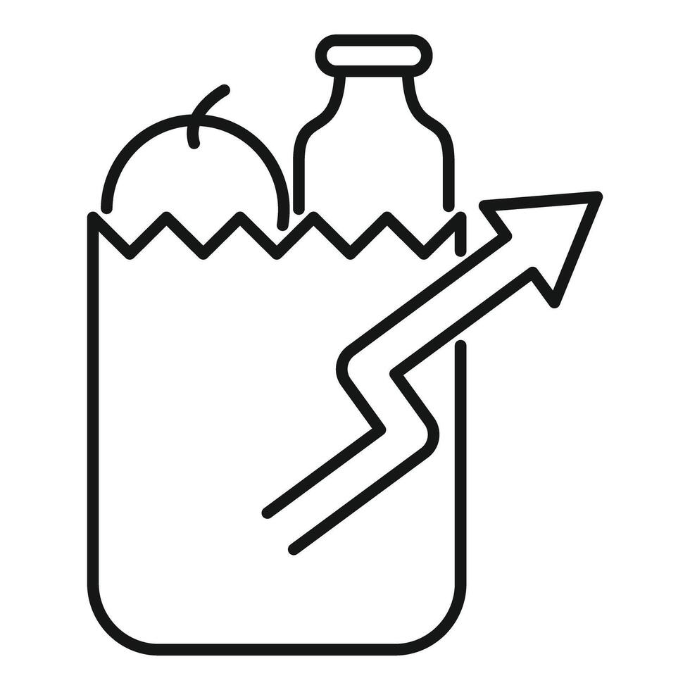 Grocery price inflation increasing depicted by graph arrow vector