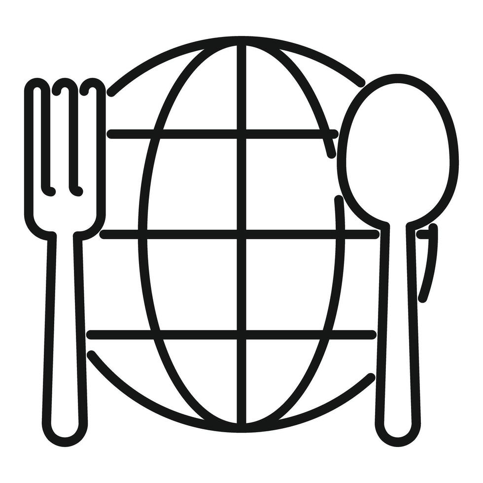 Fork and spoon embracing a globe for global cuisine concept vector