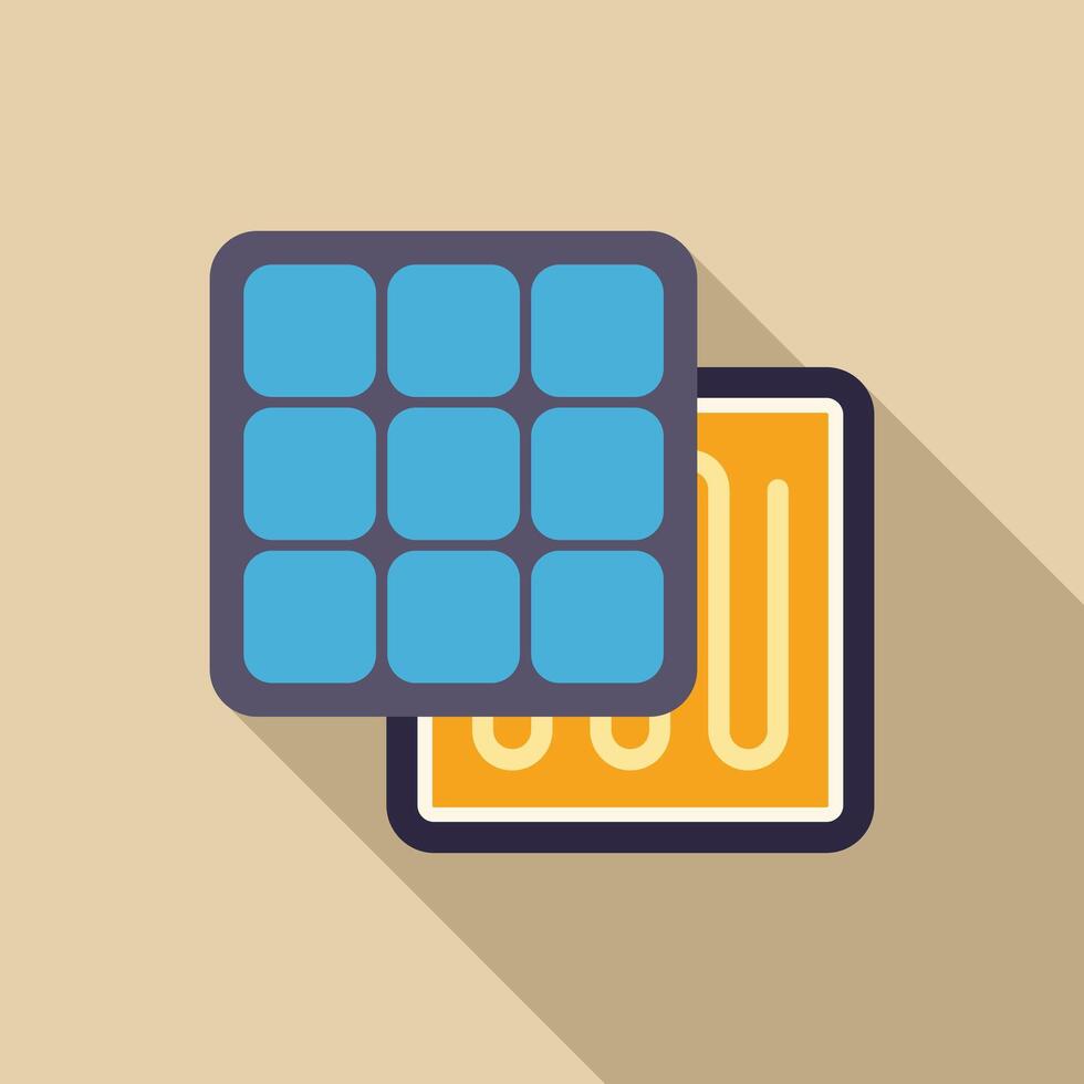 Solar panel generating electricity for underfloor heating system vector