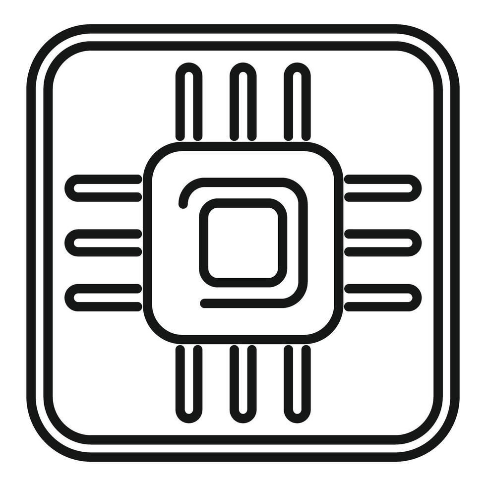 Square cpu chip icon representing computing power vector